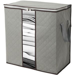 2 Pack Foldable Clear Window Grey Zippered  Storage Bag  Size 16x11x 18 NWOT